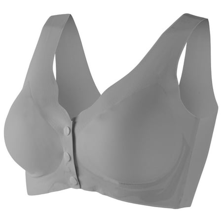 Blphud Bra Plus Size Women Bras Plus Size Women Bra Front Buckle Underwear Front Button Bra Seamless Push Up Bra Trendy Lingerie for Women Sports Bras for Women Grey XXL
