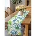 thumbnail image 4 of Burlap Table Runner 120 Inches Long, Coastal Ombre Blue Green Coral Non-Slip Kitchen Table Runners for Dining Room Everyday Use Party Table Decorations Abstract Marine Plant, 4 of 9