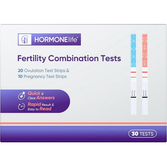 HORMONElife Fertility Test Kit, 20 Ovulation LH Strips and 10 Pregnancy HCG Test Strips for Home Tracking, 30 Count