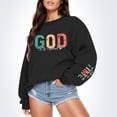 thumbnail image 2 of Women's Hoodless Sweatshirt Casual Crewneck Long Sleeve God Print Basic Top Versatile for Daily and Wear, 2 of 4