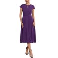thumbnail image 2 of INSPIRE CHIC Women's Chiffon Cocktail Dress Cap Sleeve Tie Waist Formal Wedding Guest Dresses S Purple, 2 of 6