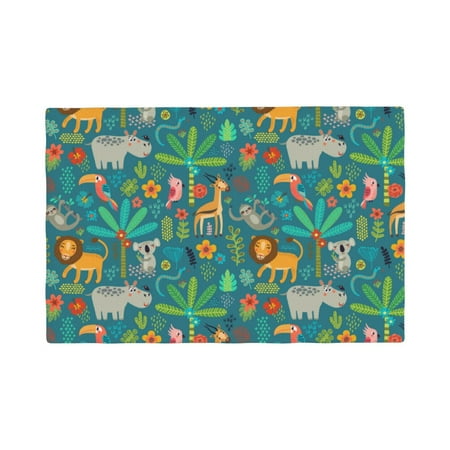 

Placemats Set of 4 Jungle Animals colorful Place mats for Dining Table Indoor/Outdoor Cute Heat Resistant Washable Table Mats(18 x 12 )
