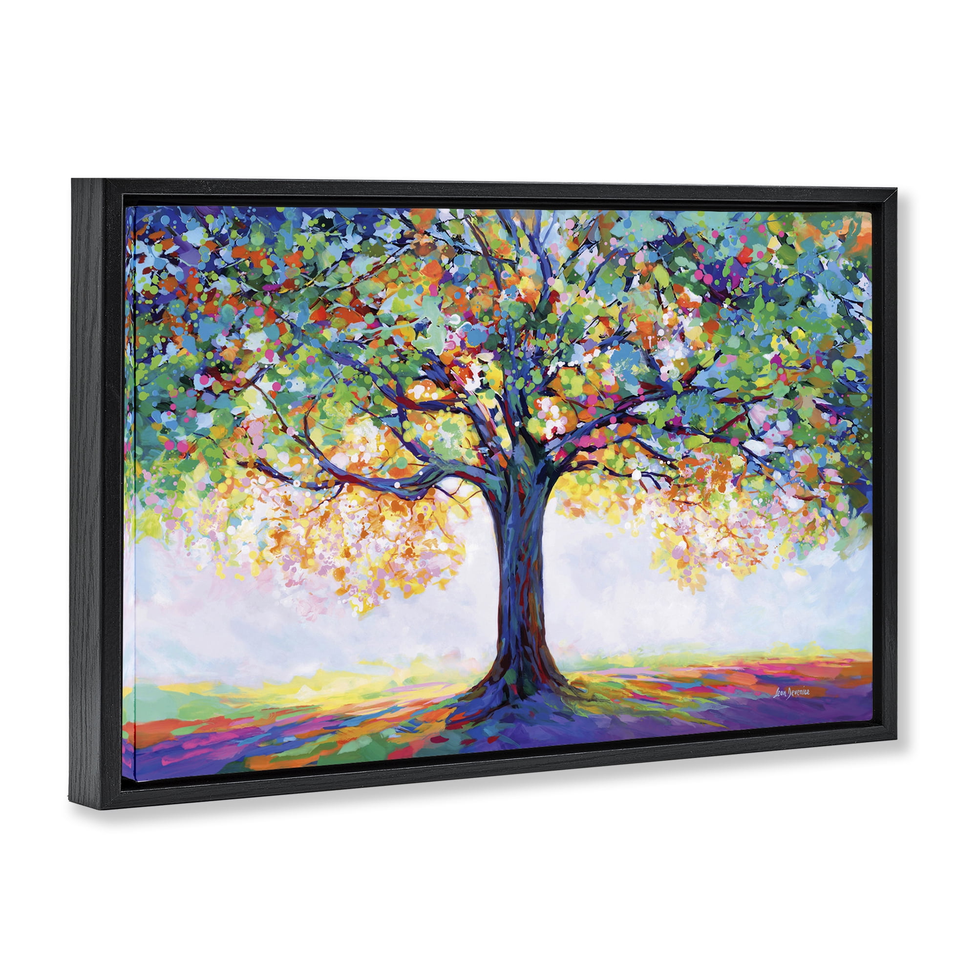 Stupell Industries Tree Of Opportunity Landscape & Nature Painting Black Floater Framed Canvas Art Print Wall Art, 25 x 17