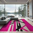 thumbnail image 2 of ODIKA Leopard Print Pink Zebra Stripe Patchwork Abstract Diagonal Geometric for Dining Room, Under Table, Office, Non-Slip Chair-Friendly Floor, 2 of 7