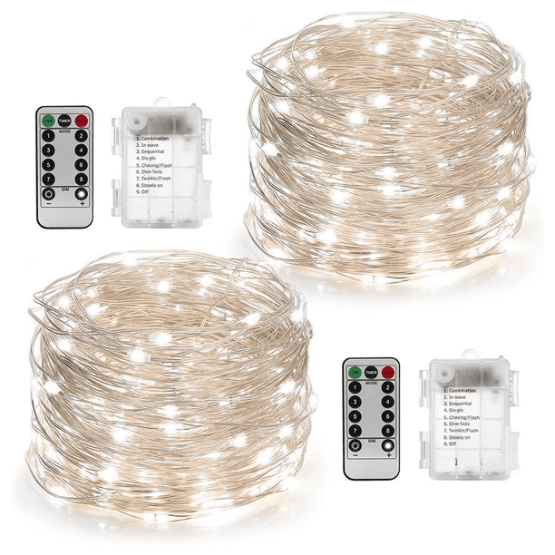 Paquete de luces de hadas navideñas con control remoto a batería, luces de cadena de 16 pies, 50 ledes para decoración de jardines y jardines Vhermosa
