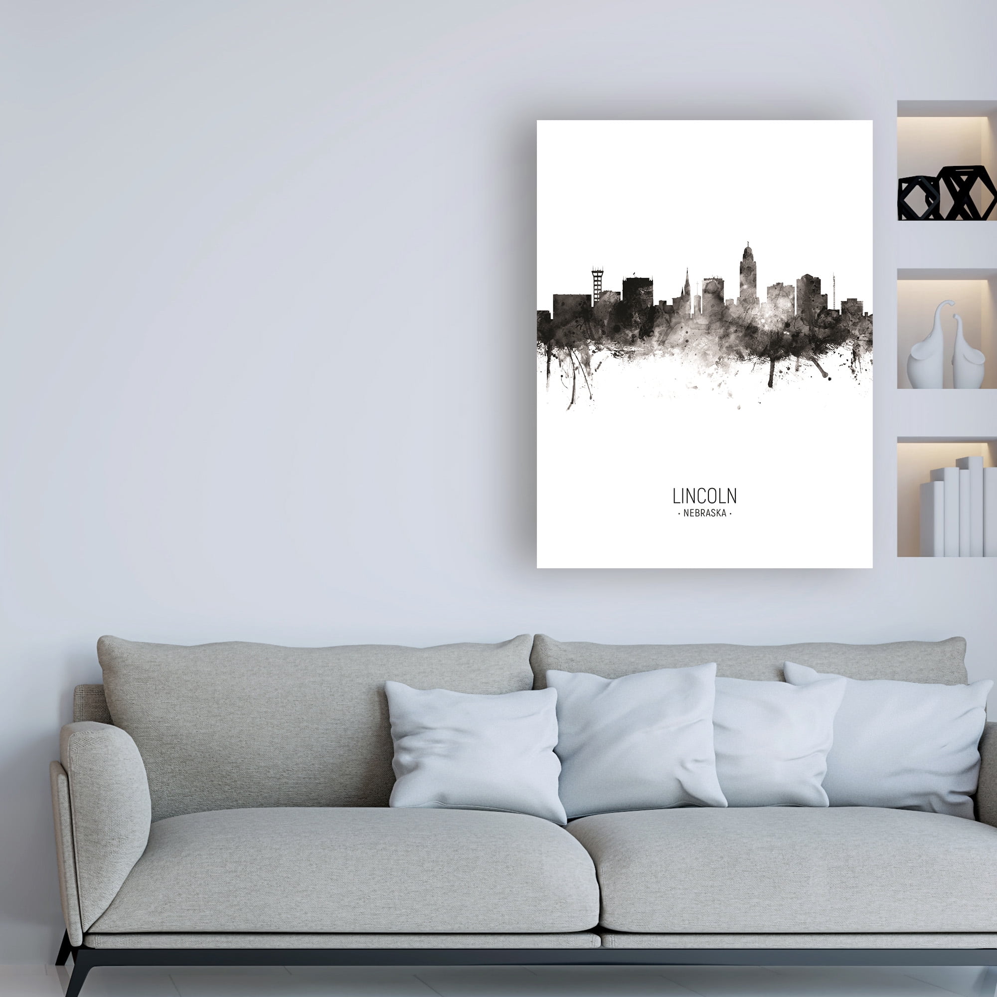 Trademark Fine Art 'Lincoln Nebraska Skyline Portrait II' Canvas Art by Michael Tompsett