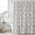 thumbnail image 6 of Polyester Fabric Rustic Blue Leaves Shower Curtain, Farmhouse Botanical Beige Waterproof Bathtub Curtain Bathroom Decor Set with Hooks 72 x 96 Inches, 6 of 6
