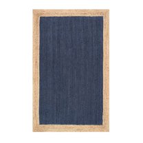 Jaipur Art And Craft Natural Fiber Blue Jute Brown Border Handmade 4x6 Square feet (120x180 cm) Rectangular Area Rug