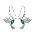 thumbnail image 1 of Pendientes de colibrí para mujer, pendientes de plata con forma de pájaro, cristales, pendientes de gota de colibrí, coloridos diamantes de imitación, colibrí volador, 1 of 5