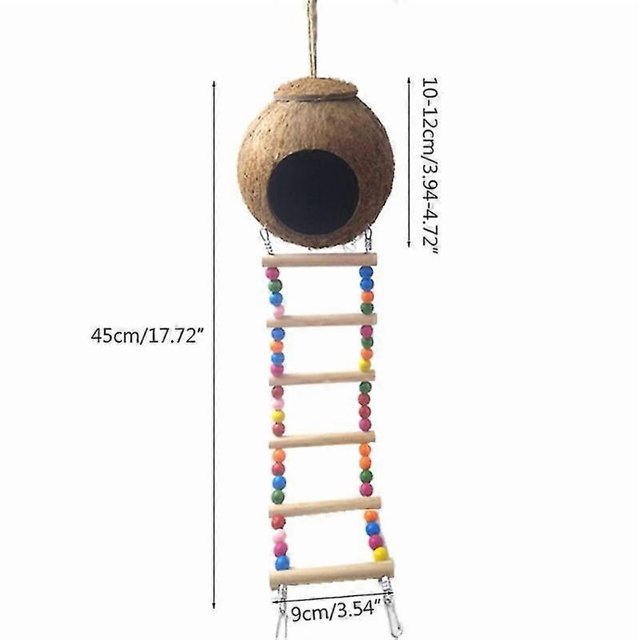 Nut Bird Nest Hut With Ladder For Parrots Parakeets Conures Cocls S Animals Pet Ca Habitats R