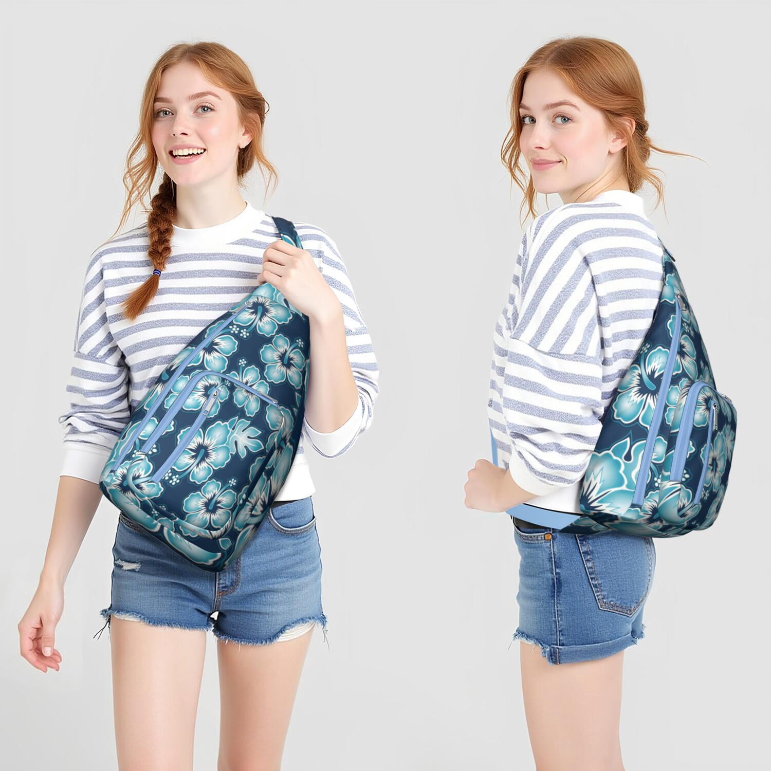Hawaiian Hibiscus Hawaiian Print Sling Bag, Lightweight Shoulder Bag for Women & Men