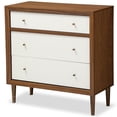 thumbnail image 1 of Baxton Studio Harlow Commode à 3 Tiroirs en Blanc et Noyer, 1 of 4