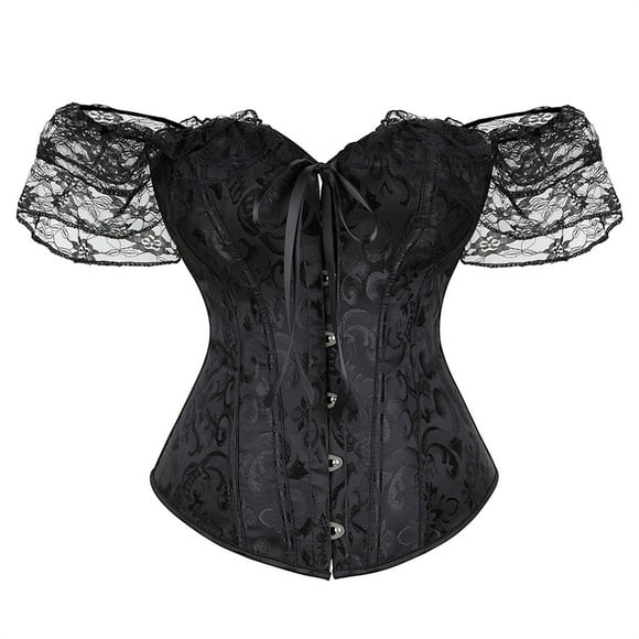 SNOWSONG Women's Floral Lace Strapless Corset Boned Corset Shapewear Underwear Tops Bodyshaper Clearance! 1PC Underwear Black XL