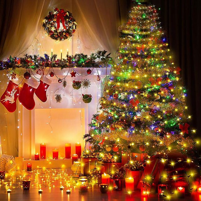 Guirnalda de luces para árbol de Navidad, 400 luces LED de 2 m, guirnalda de luces para árbol de Navidad con 8 modos de iluminación, decoración de guirnaldas para interior y exterior