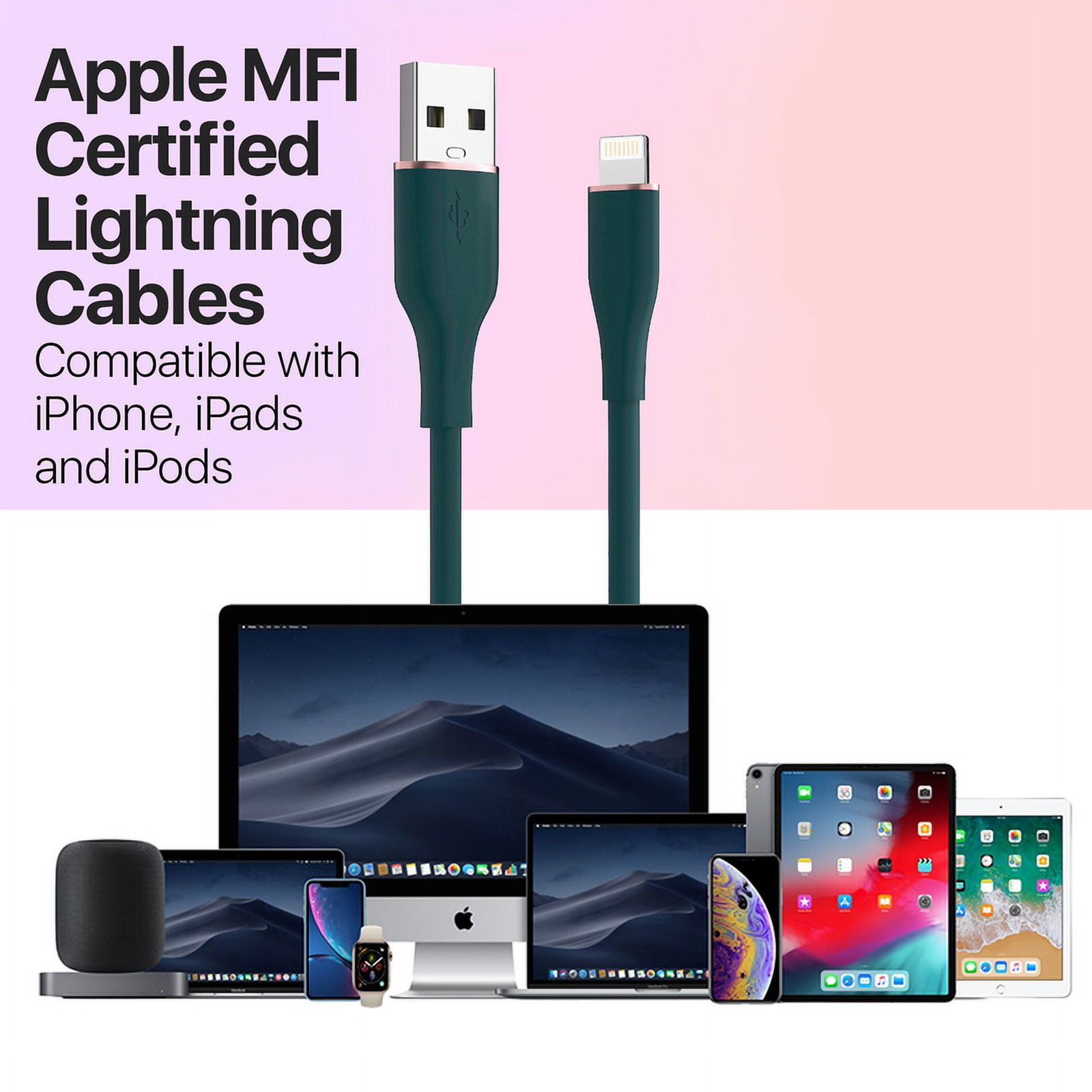 LAX Gadgets Apple MFi Lightning Cable Certified??4 Feet Teal Nylon Polycarbonate USB Cable iPhone,Compatible with iPhone 14/13/12/11/Pro/X/Max,Fast Charging Lightning Cable Lightning Cable