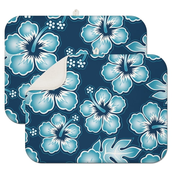 2pcs Floral Exotic Kitchen Mat Quick Dry Microfiber Drying Pad Heat Resistant Vibrant Tropical Print for Countertop Machine Washable