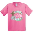 thumbnail image 3 of Inktastic Easter He Has Risen with Cross and Flowers Youth T-Shirt, 3 of 5