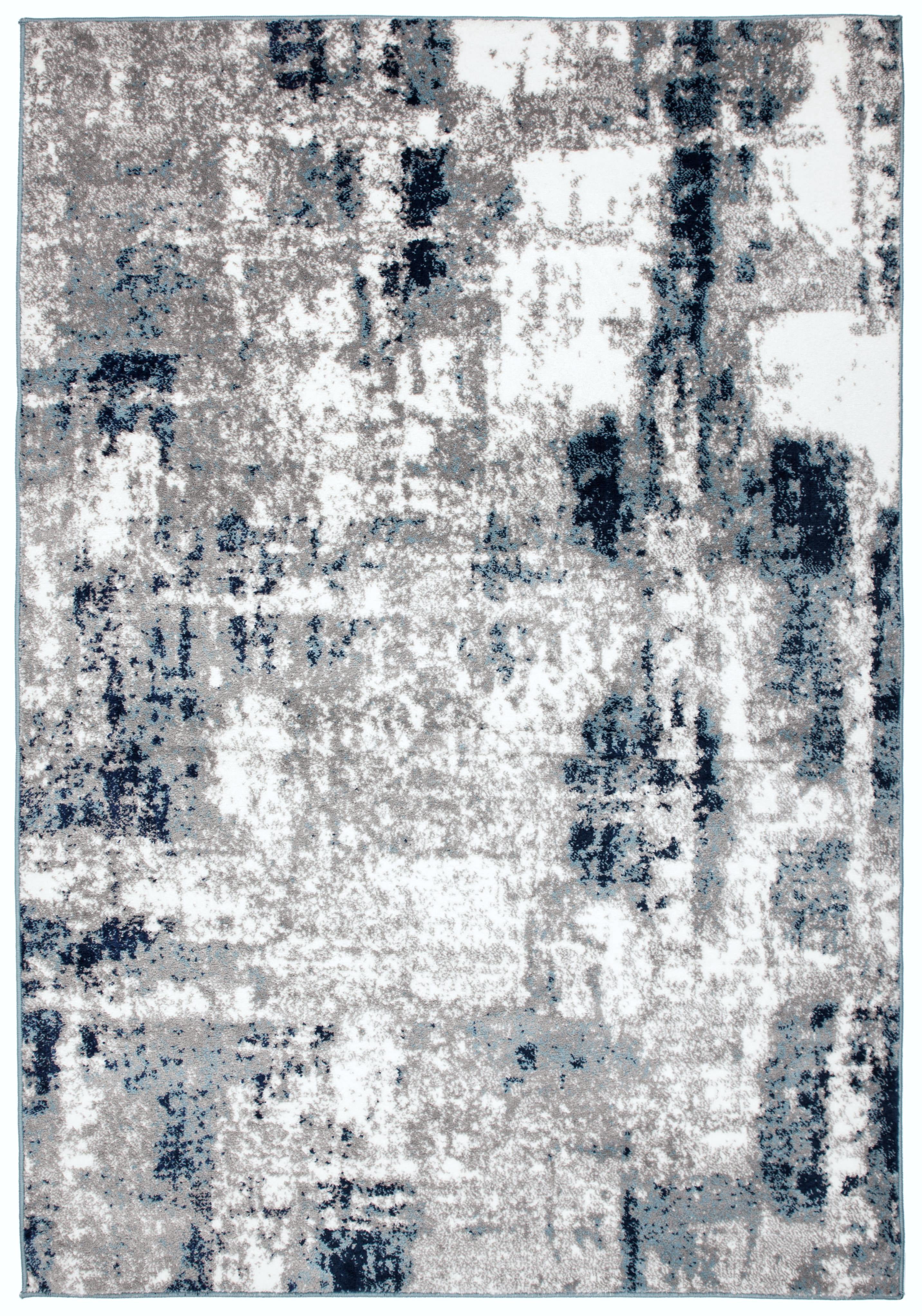 Contemporary Abstract Blue 5' X 7' Indoor Area Rug