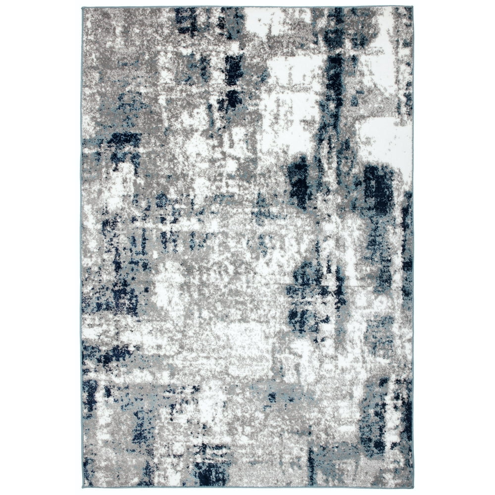 Contemporary Abstract Blue 5' X 7' Indoor Area Rug
