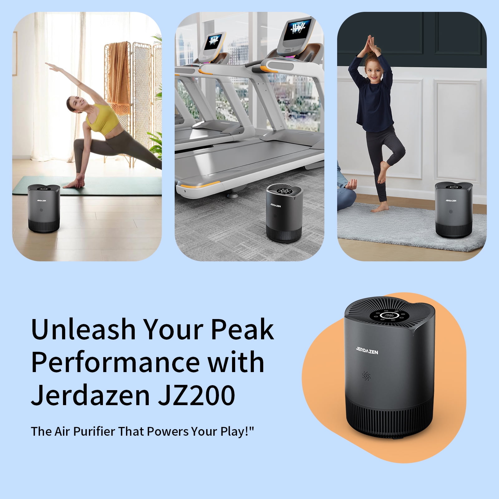 Jerdazen Air Purifiers for Bedroom, Covers Up to 985 ft², True HEPA 13 Filter Remove 99.97% Dust Smoke Odor Pollen Pets Hair Dander Allergies(Gray)
