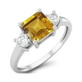 thumbnail image 2 of 0.95 Ctw Princess cut Square Citrine 925 Sterling Silver Trio Stone Dainty Women Valentines Day Gifts Ring, 2 of 4