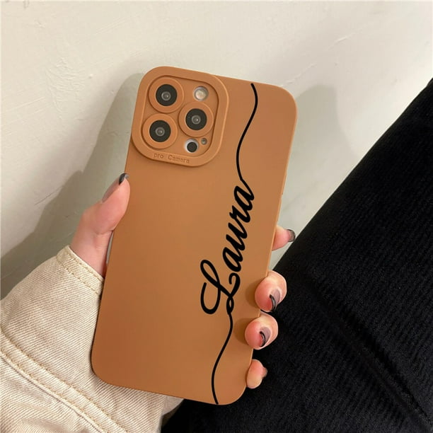 Nombre personalizado para iPhone 11 funda 14 13 Pro Max 12 Mini 11 8 Plus funda de silicona de lujo para iPhone 13 funda 6 6S 7 8 X XS XR SE 2020 Tan Jianjun unisex