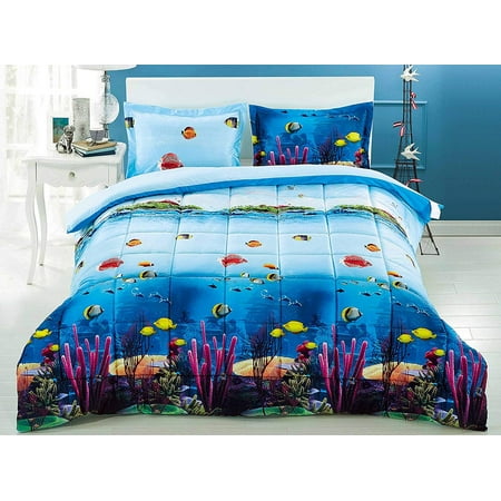 3 Piece 3d Comforter Set 3d Ocean Fish And Corals Comforter Set