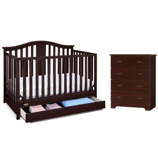 Home Square 2Piece Set with 4in1 Crib & 4 Drawer Chest