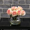 thumbnail image 2 of Nearly Natural Rose Arrangement Artificial Flowers with Vase, Pink, 2 of 3