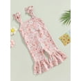 thumbnail image 3 of Bagilaanoe Toddler Baby Girl Summer Jumpsuit Sleeveless Floral Print Romper Overalls 6M 12M 18M 24M 3T 4T Kids Long Flare Pants Summer Outfits, 3 of 7