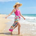 thumbnail image 4 of Teen Girls One Piece Swimsuit with Cover Up Sarong Skirt Bathing Suit Beach Swimwear for 10-16 Years, 4 of 8