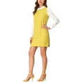 thumbnail image 4 of Allegra K Robe de Noël pour Femme Peter Pan Années 60 à Blocs de Couleur Mini à Manches Longues Robes TG Jaune, 4 of 8