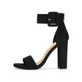 thumbnail image 6 of BLISSFUL STEP Women's Block Heels Zipper Buckle Ankle Strap Sandals Black 6, 6 of 8
