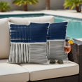 thumbnail image 4 of Pack of 2 Navy Blue Striped Outdoor Pillow Covers Decorative, Waterproof Pillow Protector, Farmhouse Stripes Modern Abstract Art Throw Pillowcases Accent Cushion Cases for Patio Couch Sofa 20"x20", 4 of 8