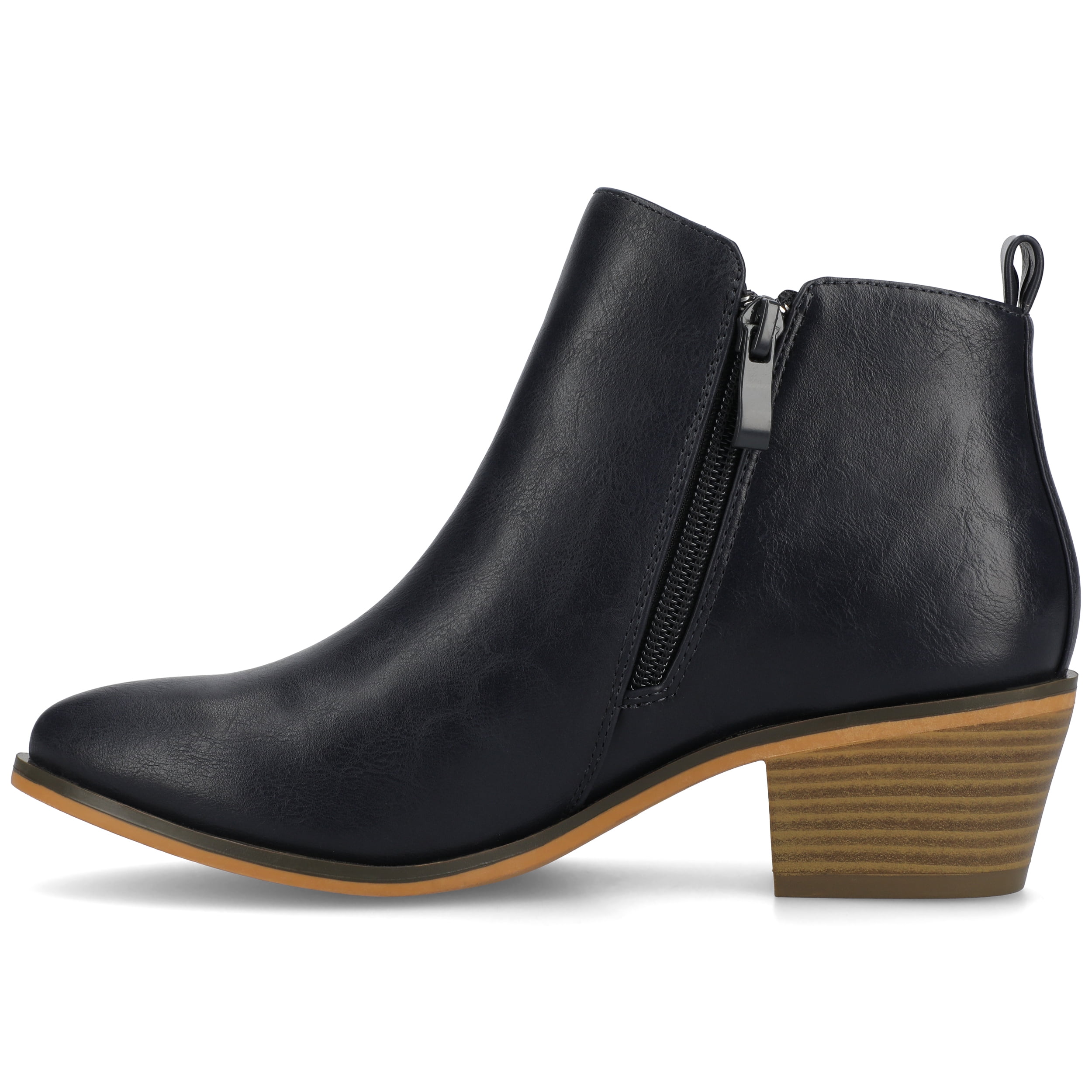 Journee Womens Rebel Outside Zip Stacked Heel Booties