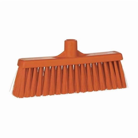 Vikan 12 in Sweep Face Broom Head, Stiff, Synthetic, Orange 31667