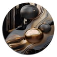 thumbnail image 2 of Designart "Marble Mirage Gold and Black I" Abstract Marble Metal Round Wall Art, 2 of 5
