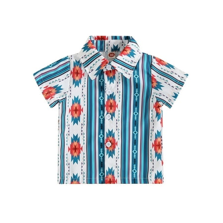 

Summer Toddler Kids Boys Gentlemen Shirts Clothes 4 Colors Cattle Graphic Print Button Short Sleeve Blouse Shirts Tops