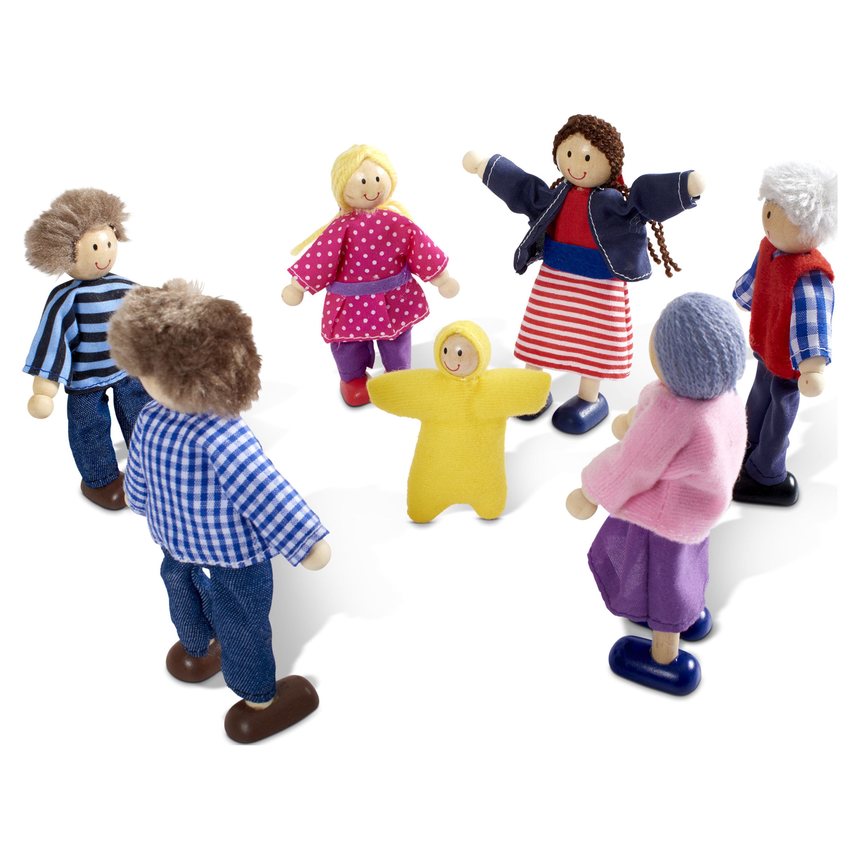 Melissa & Doug 7-Piece Poseable Wooden Doll Family for Dollhouse (2-4 inches each) - image 4 of 9