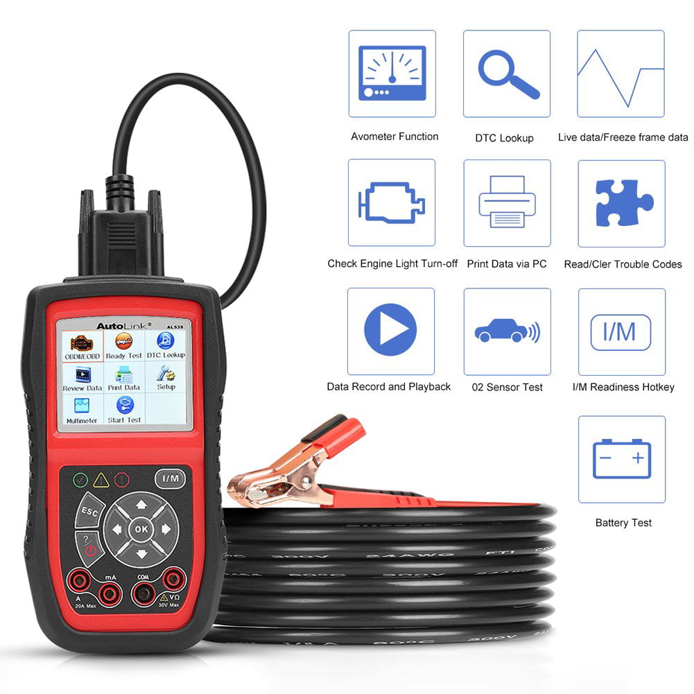 12V Battery Tester+OBD2 Function Car Diagnostic Scanner Code Reader Autel AL539B 