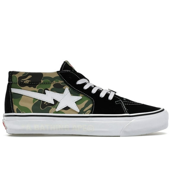 Vans Men's LX Sk8-Mid Bape ABC Camo Black Green Shoes, from StockX