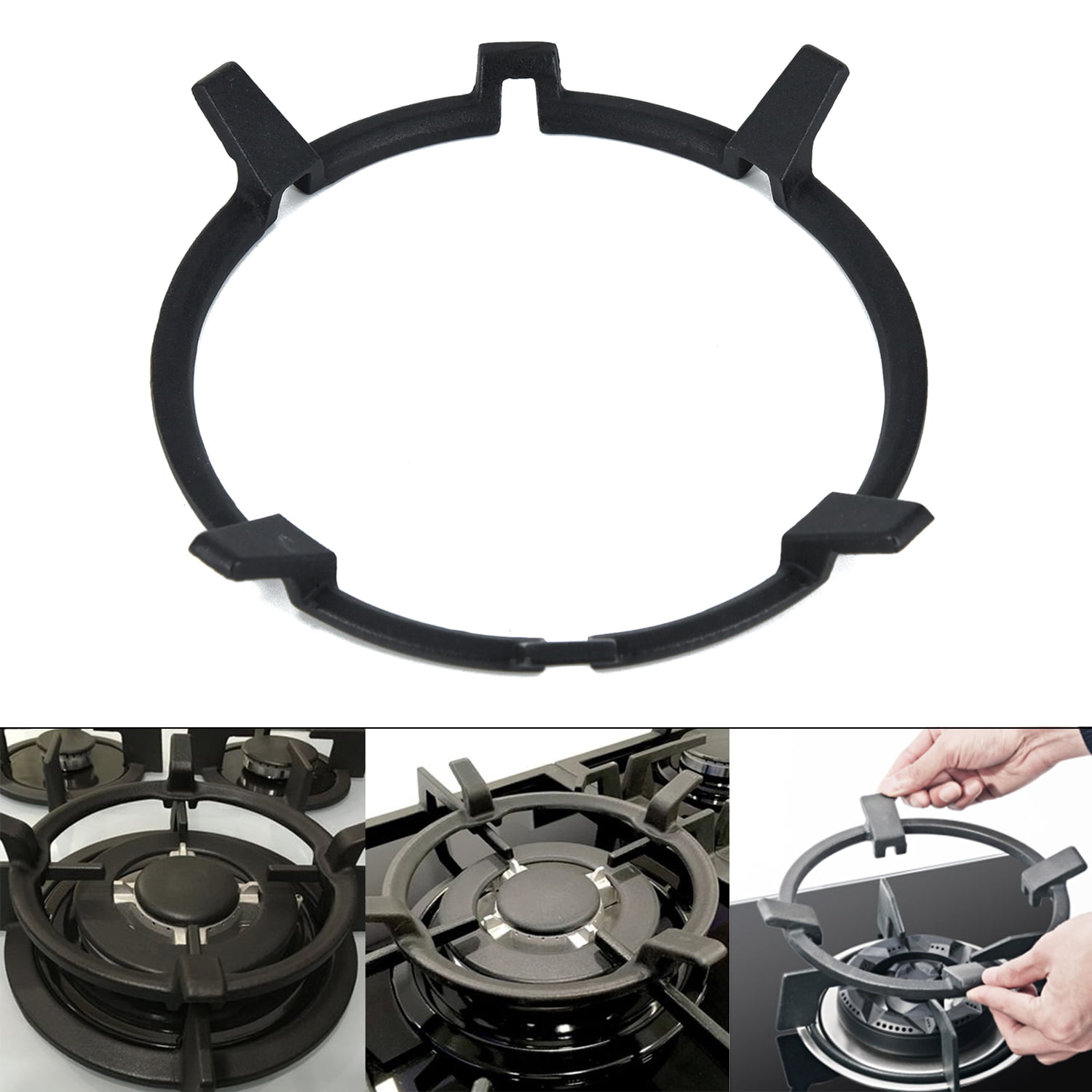 Bopfimer Universal Cast Iron Wok Pan Support Rack Stand for Burners Gas Hobs and Cookers Home Garden Supplies 