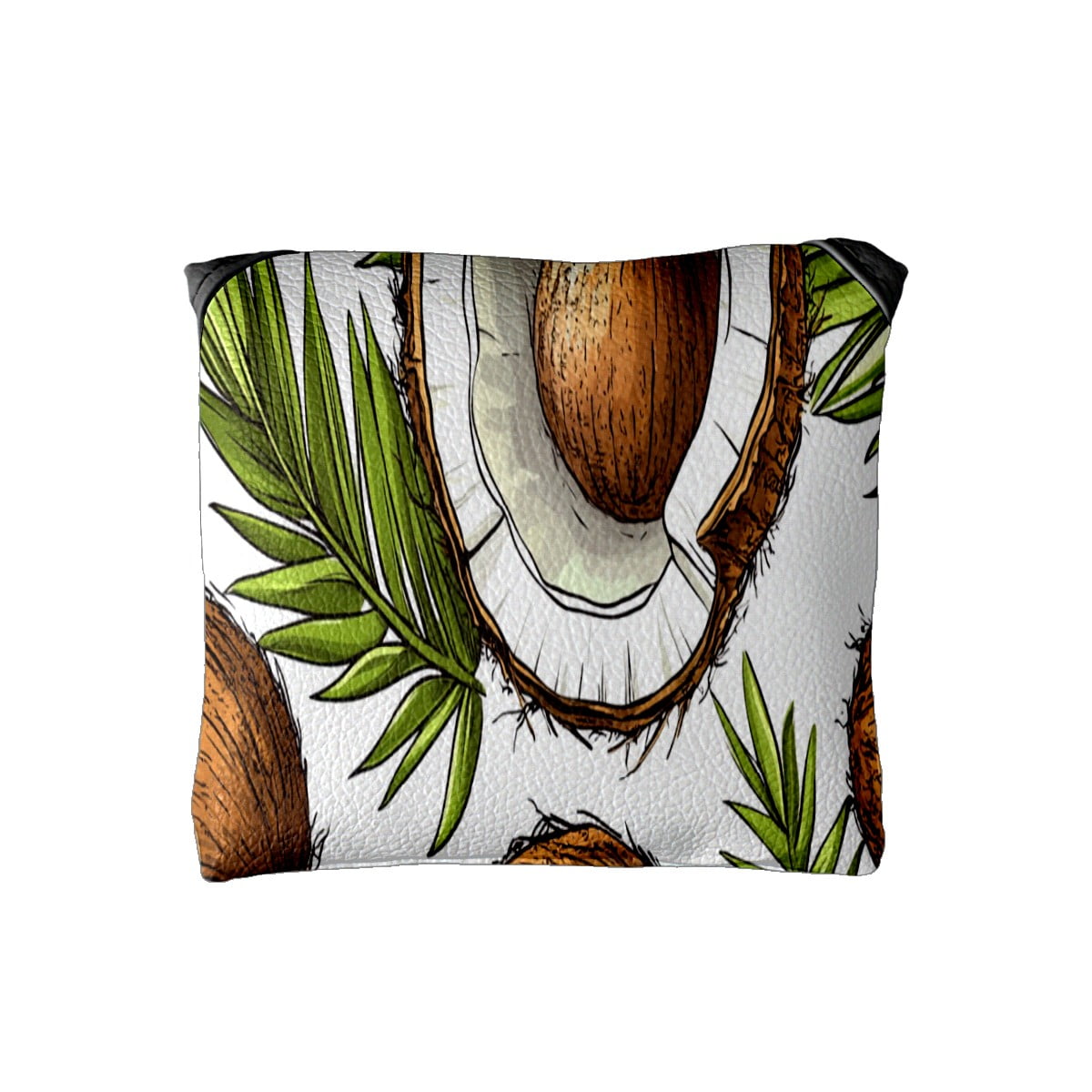 Golf Mallet Putter Cover Premium Leather Waterproof Golf Putter Head Cover with Magnetic Closure Coconut Palm Leaves