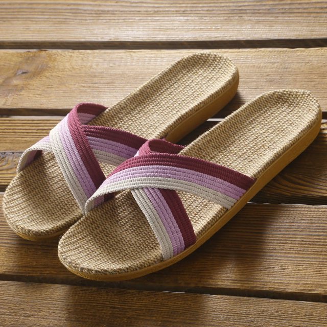 Zapatillas de lino para mujer, de verano, ligeras, para parejas, para el hogar, interiores, suela gruesa, cómodas sandalias con tiras cruzadas para hombres