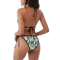 thumbnail image 4 of Yiaed Flamingo Print Women's Two Piece Bikini Swimsuit Sexy Triangle Top Bathing Suits String Cheeky Bikini Sets -Medium, 4 of 6