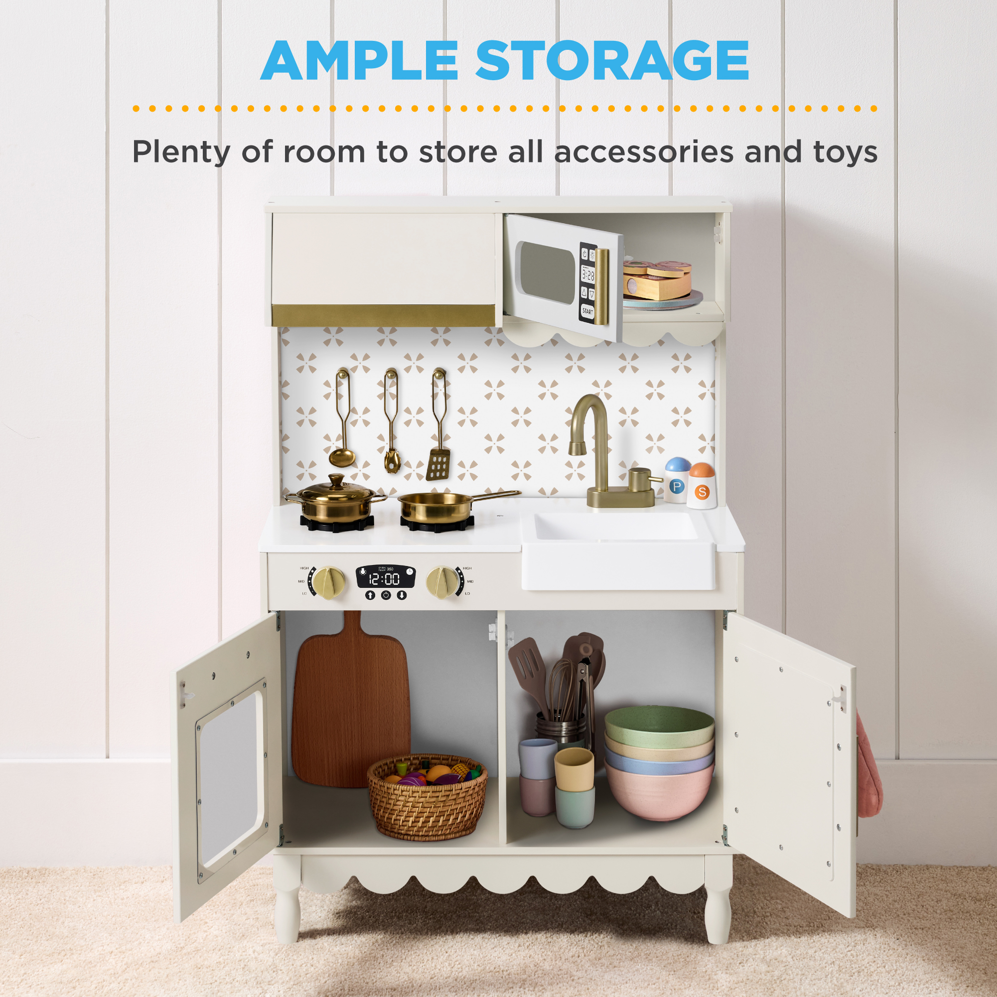 Best Choice Products Wooden Toddler Kitchen Playset, Ivory photo 3