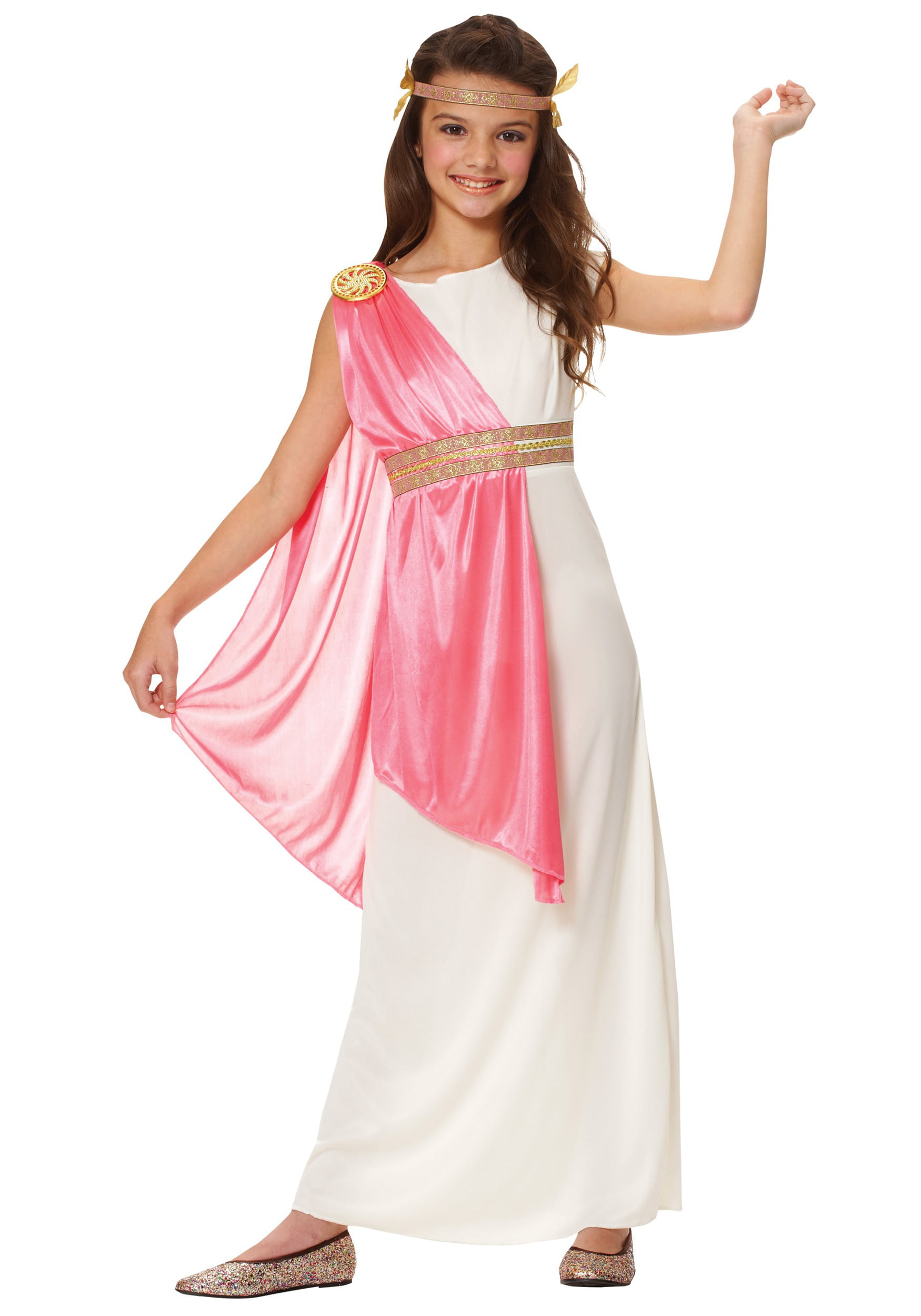 Grecian Goddess Childs Roman Greek Toga Girls Fancy Dress Halloween Costume 