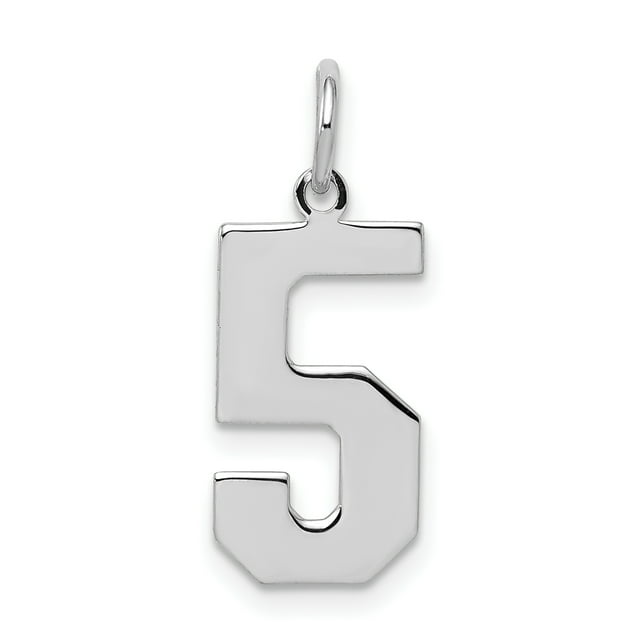 Collier Pendentif Numéro 5 Plaqué Rhodium en Argent Sterling 925 Charmes