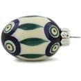 thumbnail image 3 of Polish Pottery Egg Ornament 3-inch Polmedia Peacock Leaves Theme Hand Painted in Boleslawiec, Poland + Certificate of Authenticity, 3 of 6