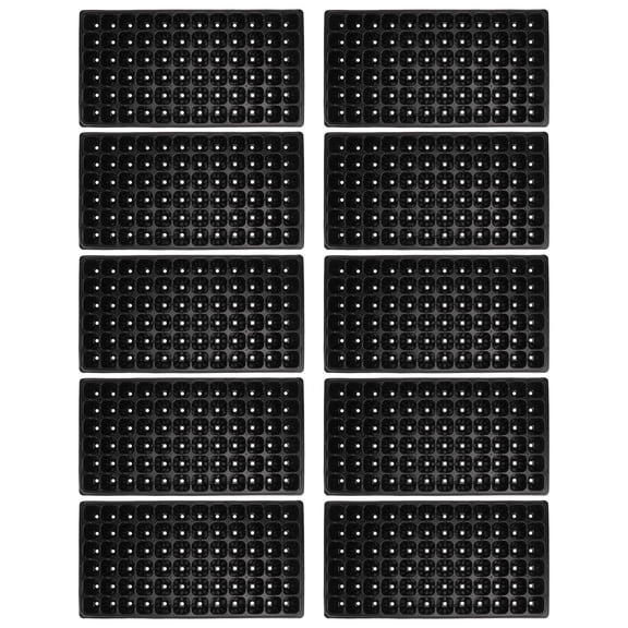 WHAMVOX 10Pcs Starter Trays for Seedlings in Black PVC with Grid Design and Ventilation 54 x 28 x 5 Cm